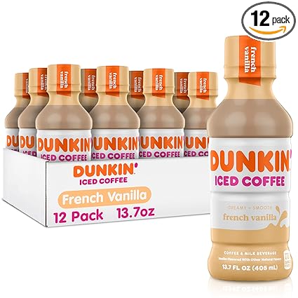Amazon Com Dunkin Donuts Iced Coffee French Vanilla 13 7 Fluid Ounce Pack Of 12 Grocery Gourmet Food