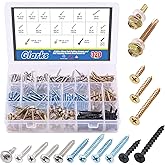 Glarks 320Pcs Mixed Self Drilling Screws and Self Tapping Screws Assortment Kit 16 Different Types Wood Screws, Sheet Metal S