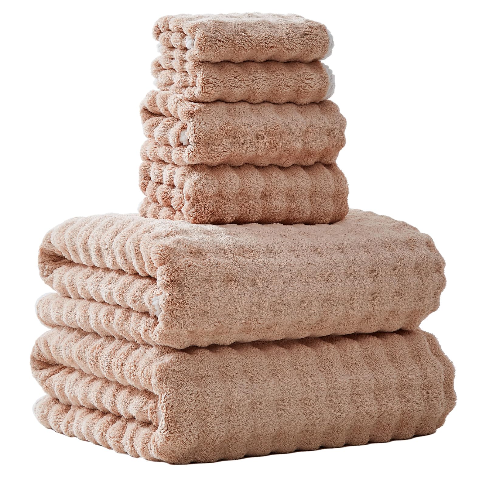 Photo 1 of HVMS Oversized Bath Towels 40x80 Inches Extra Large Bath Sheets for Adults Thick Super Soft Quick Dry Highly Absobent Microfiber Shower Towels (Camel, 6PCS)