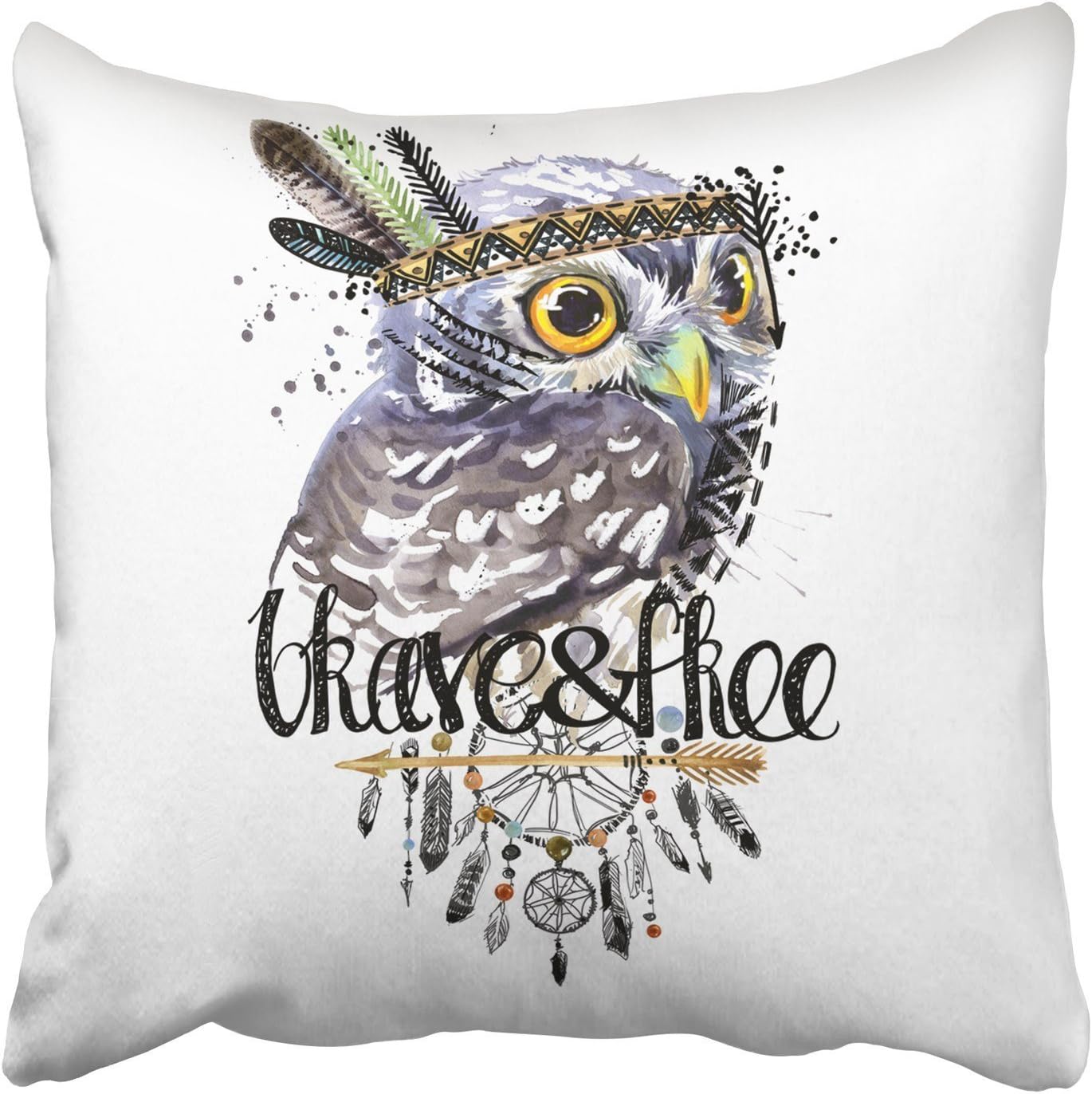 Acelive 18X 18 Inches American Indian Chief Headdress War Bonnet Dream Catcher Native American Decor Pillowcases with Hidden Zipper Decor Cushion Gift for Home Sofa Bedroom Couch Car