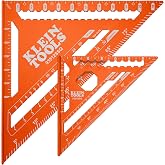 Klein Tools 80211 Rafter Square Set, 2-Piece, 7 and 12-Inch, Rafter Squares, Laser Etched Markings, 1/4-Inch Scribe Notches