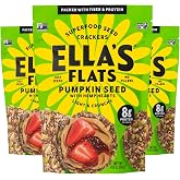 ELLA&rsquo;S FLATS Pumpkin Seed with Hemp Hearts, All Seed Savory Crisps &ndash; All Natural, Gluten Free, Good Source of Protein, High Fiber, Vegan and Keto Friendly (3 Pack)