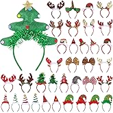 Glitinsel 36 Pcs Christmas Headbands bulk with Assorted Design Reindeer Antlers Holiday Headbands Accessories for Adults