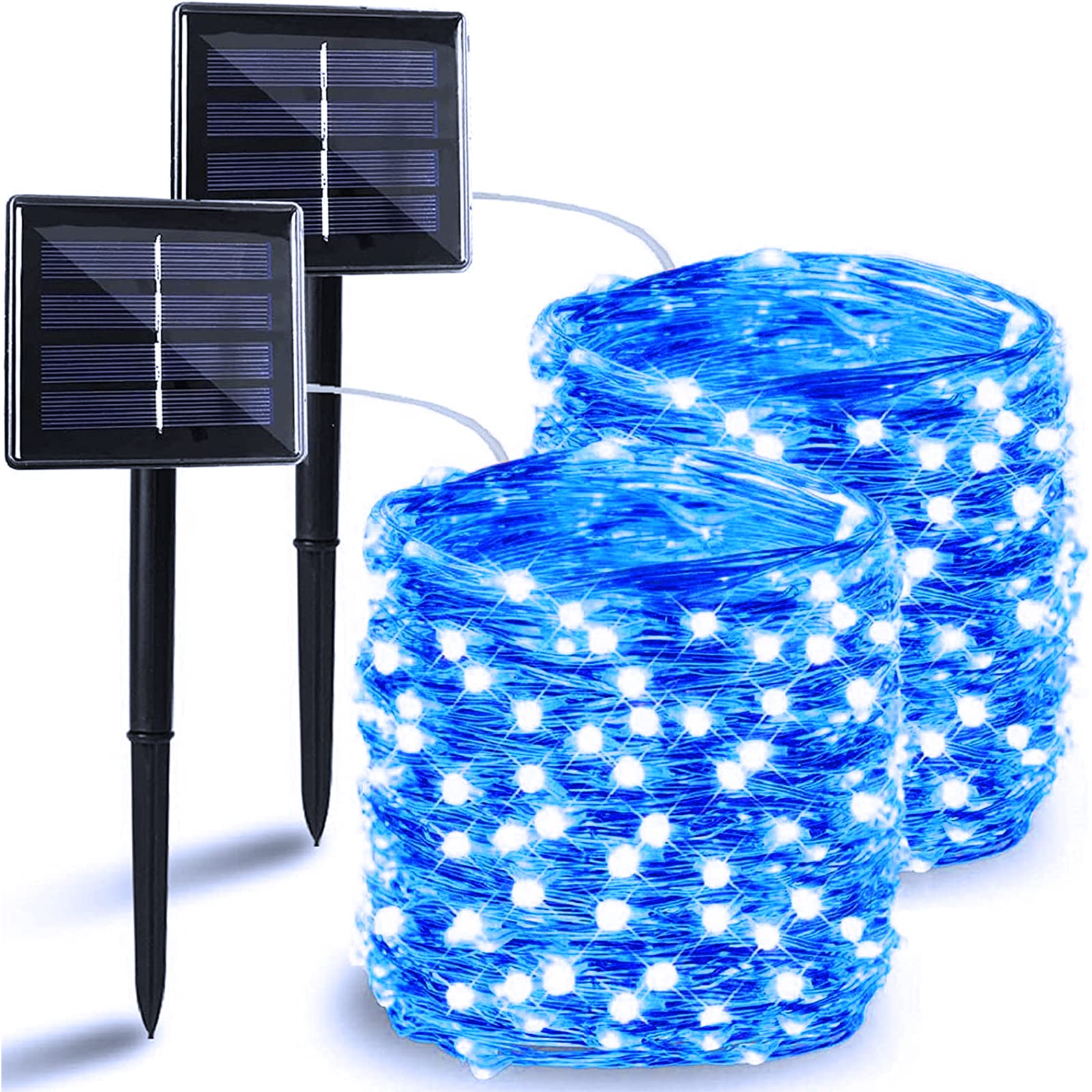 Photo 1 of Solar String Lights Outdoor, 2-Pack 144FT 400 LED Solar Christmas Twinkle Lights Outside Waterproof Copper Wire 8 Modes Solar Fairy Lights for Garden Tree Party Birthday Christmas Decor (Blue)