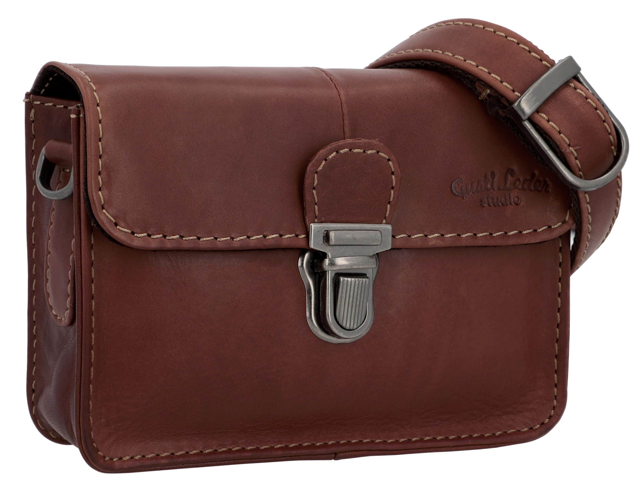 Gusti Leder Studio Sarah Genuine Leather Cross-Body Bumbag Belt Pouch Small Vintage Unisex Dark Brown 2H17-22-6