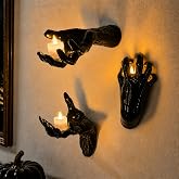 [3 Pack] Life-Sized Creepy Reaching Hands with Lighted Candles, Wall Mounted Scary Halloween Decorations Indoor, Mysterious Gothic Dark Academia Decor Horror Hands for Display Jewelry, Key