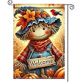Nuxovilar Welcome Garden Flag Fall Garden Flag 12x18IN Scarecrow Welcome Sign Yard Porch House Double - Side For Home Outdoor Decor