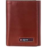 Alpine Swiss Men's Leon RFID Trifold Pocket Wallet – Genuine Leather Wallet for Men, Slim Design with ID Window & Multiple Card Slots, Classic RFID Safe Pocket Wallet in gift box