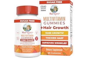 MARYRUTH ORGANICS MaryRuth's Multivitamin + Hair Growth Gummies | with Lustriva® | Biotin 10000mcg | B Vitamins | Formulated for Thicker Hair, Wrinkles, Fine Lines, Skin Care | Ages 18+ | 30 Servings