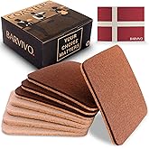 Barvivo Coasters for Drinks Absorbent- 8 Pcs Square Coasters for Coffee Table - Double Sided Felt & Cork Drink Coasters for Tabletop Protection - Suitable for Drinks, Coffee & All Table Types - Brown