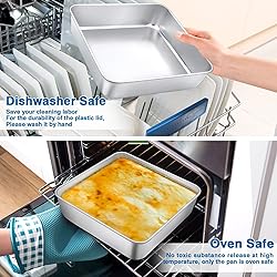 P&P CHEF Square Baking Cake Pan with Lid, Stainless