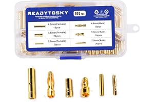 Readytosky RC Bullet Connectors 2mm 3.5mm 4mm Gold Plated Banana Plug for RC Battery ESC Motor Wire(100PCS)