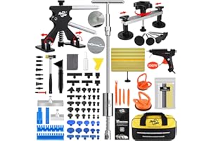 Fly5D Car Dent Repair Kit, 101PCS Paintless Dent Remover Tools with New Long Type Metal Tabs Pull and Hot Air Glue Remover for Repair Work of Big Dents, Small Dents, Dings, Creases and Hail Damage