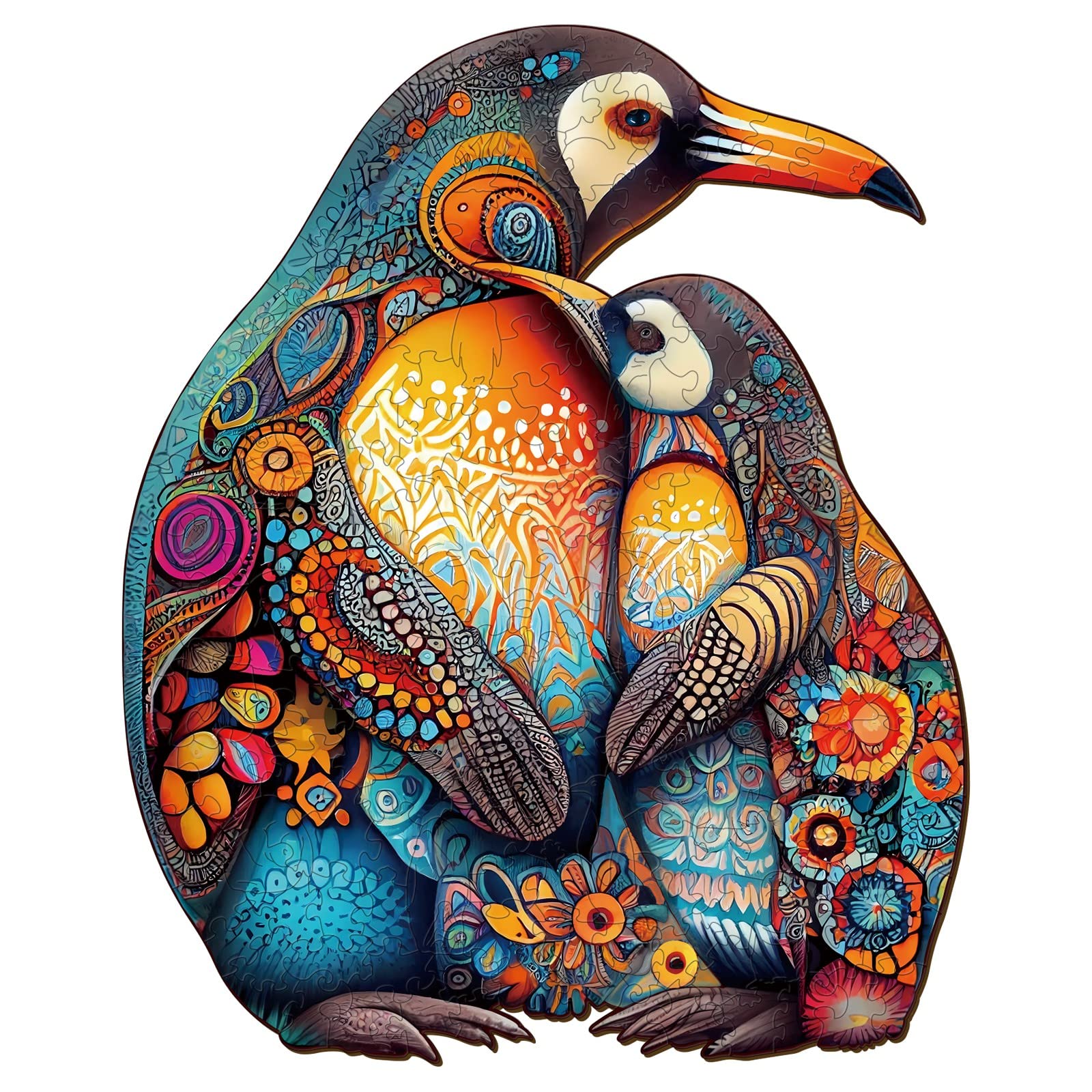 Blumuze Wooden Puzzles 190pcs, Penguin Family Wooden Jigsaw Puzzle for Adults, Unique Shaped Animal Wood Puzzles for Adults 14+ with Wood Gift Box(M-30 * 24.4cm)