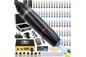 Romlon Tattoo Kit Professional - Complete Tattoo Gun Machine Kit Rotary Tattoo Machine LED Power Supply 40Pcs Cartridges Needles Skin Practice Tattoo Accessories for Beginners and Tattoo Artists