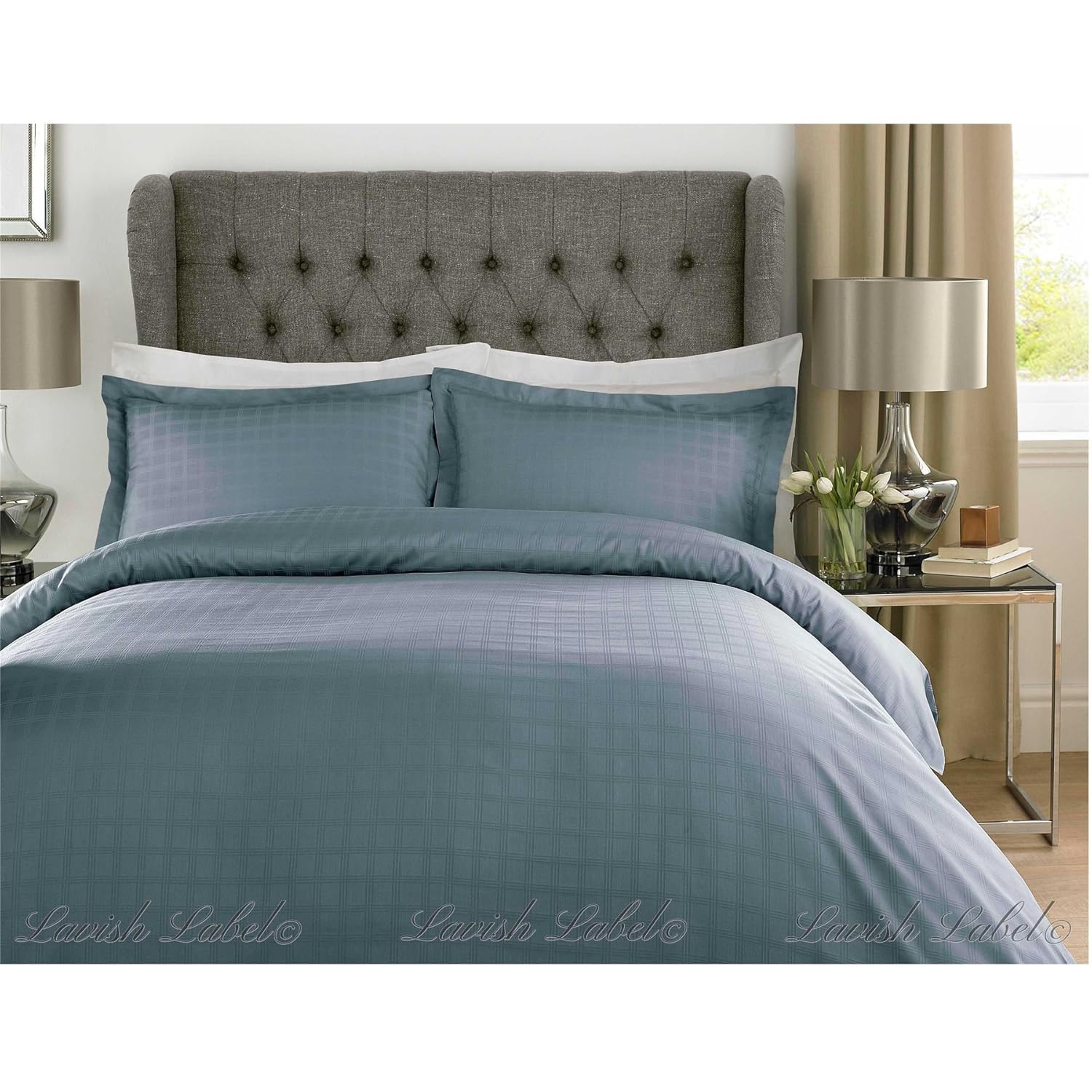 Luxury Hotel Collection Duvet Cover Set 400 Thread Count 100 Cotton Satin Stripe Check Bedding