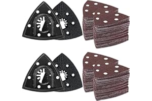 LEILUO 127 Pcs Oscillating Tool Sanding Pad Kit 4 Pcs 3-1/2 Inch Triangle Sanding Pads 120 Pcs Sandpaper 3Pcs Adapters Compatible with DeWalt Dremel Milwaukee and More