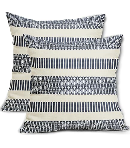 Flowershave357 Striped Cushion Cover Pillow Cover Coastal Style