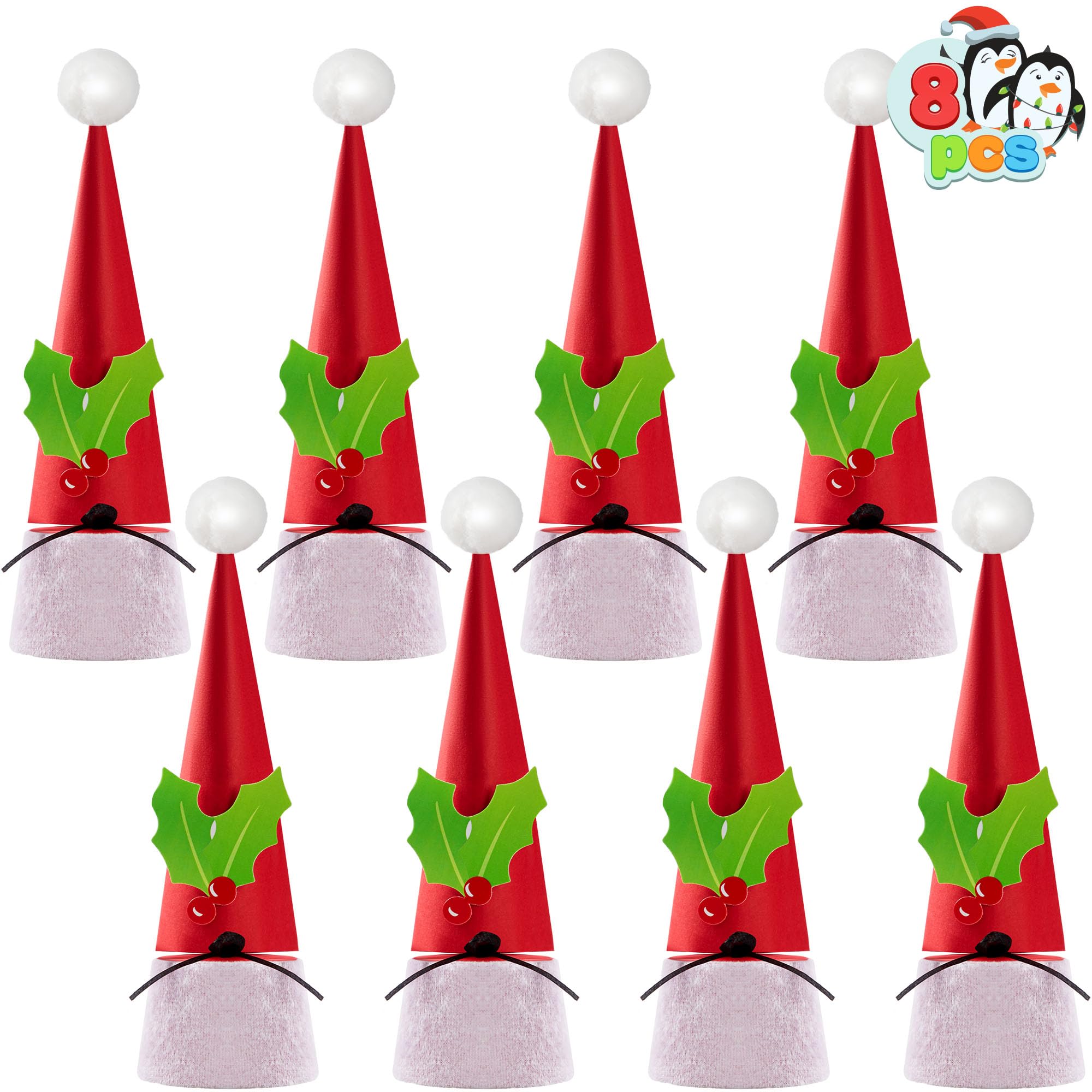 JOYIN 8 PCS Christmas No Snap Party Table Favors, Xmas Non Snap Party Supplies Gift With Party Hat, Jokes & Silver Hanging Decorations for Kids Christmas Parties Dinners and Holidays