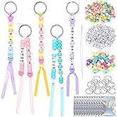 586 PCS DIY Bead Keychain Making Kit - Key Chain Making Craft Adjustable Letter Beads, Alphabet Jewelry, Backpack Charms, Craft Strings, Gift Bags for Party Favors, Family Crafts & Holiday Decor