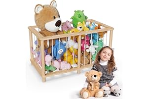 Naitesen Large Stuffed Animal Storage, Kids Toy Chest Box, Wooden Toy Organizer Bins for Child Toddlers Boys Girls Nursery Bedroom Playroom Living Room