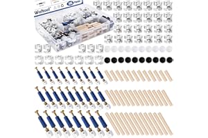 Waltool 285Pcs 3-in-1 Eccentric Wheels Kit, Furniture Cam Lock Fasteners with Dowel, Pre-Inserted Nut, Wood Dowel Pins, Screw