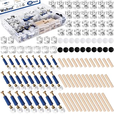 285Pcs 3-in-1 Eccentric Cam Lock Fasteners Kit – Furniture Cam Lock Nuts, Dowels, Screw Caps, Nut & Bolt Assortment, Compatible With IKEA Assembly