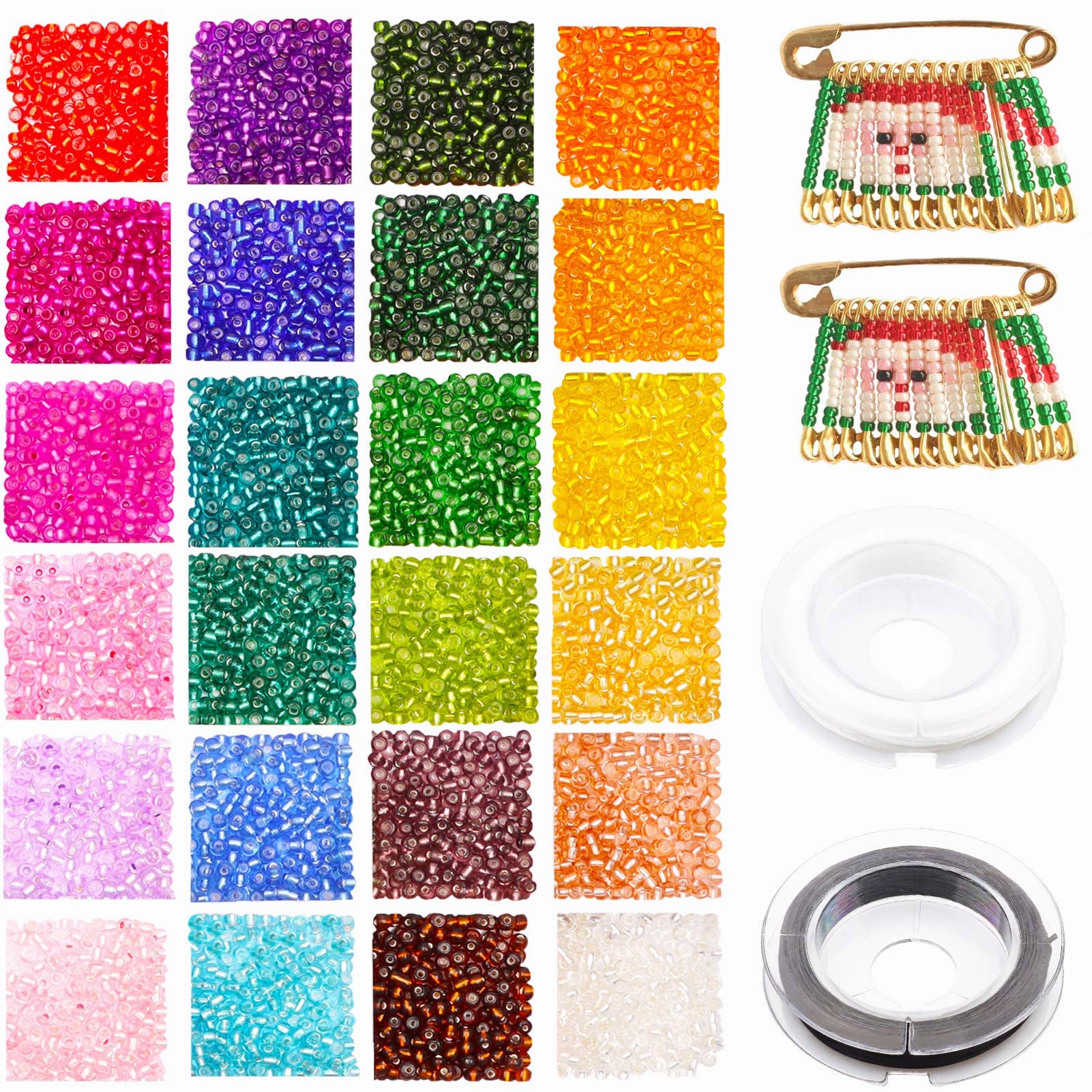 3mm Glass Seed Beads for Bracelet Making Kit, 4800pcs 24 Colors Small Pony Tiny Beads Set for Embroidery Necklaces Earrings Crafting, Jewellery Making Kit
