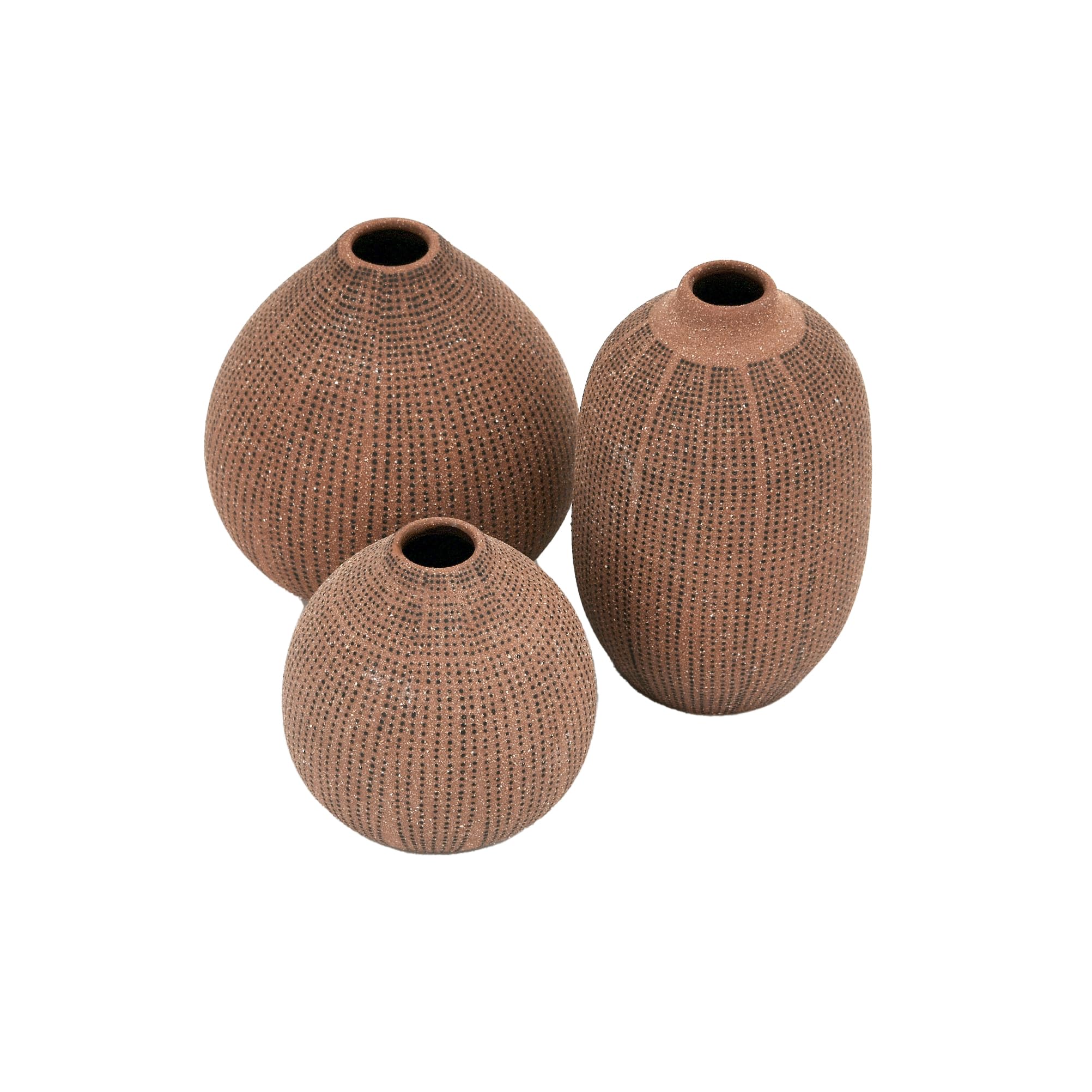 Creative Co-Op Decorative Textured Stoneware Vases, Set of 3, Blush