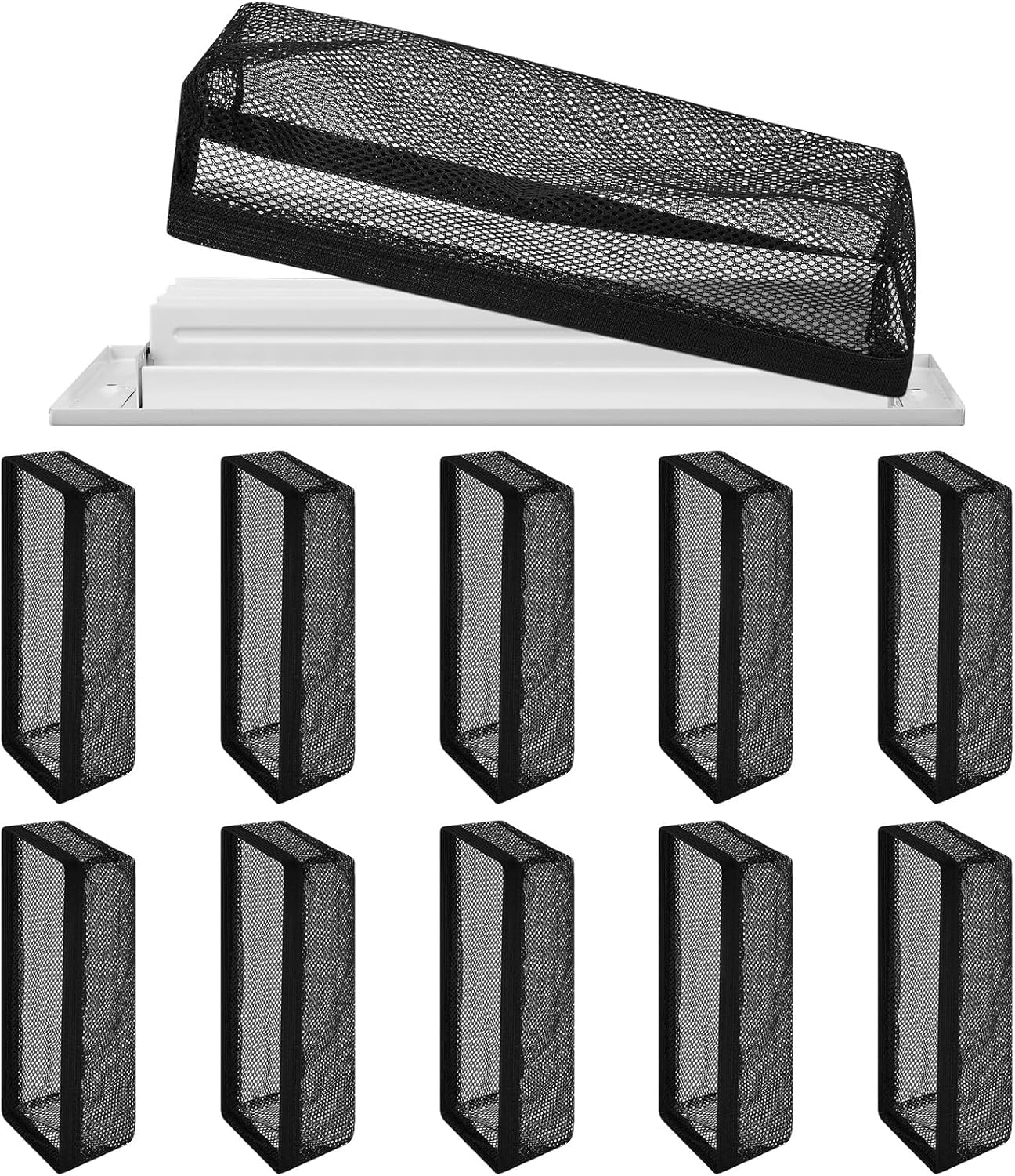 Registers, Grilles & Vents - Zonon 12 Pcs Floor Register Cover Floor Register Trap Cover Screen Vent Screen for Home Floor Register Vent Mesh Elastic Band Filter Floor Register Trap Keeps Pet Hair, Food Out (Black,4 x 10 inch)