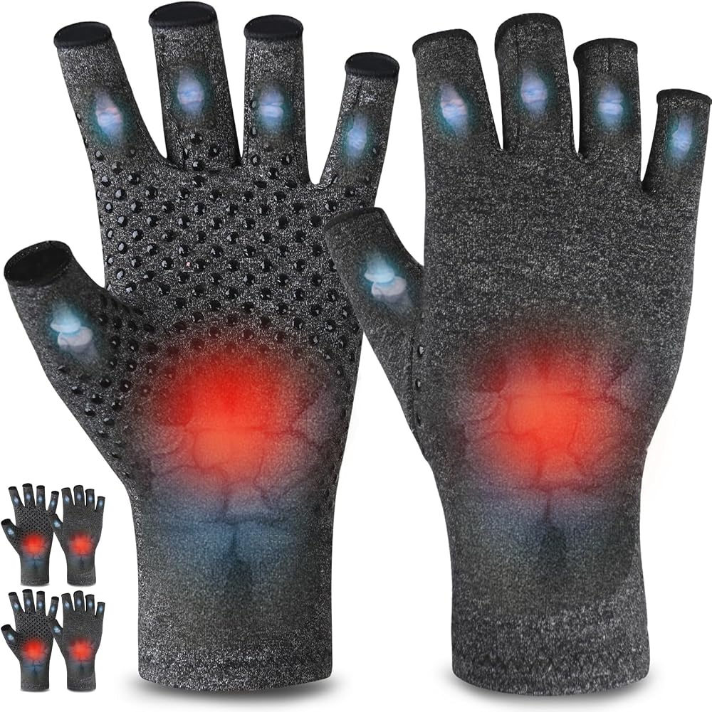 AovYoo Fingerless Arthritis Compression Gloves S Non-slip 2 Pairs