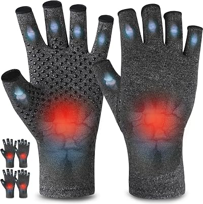 AovYoo Fingerless Arthritis Compression Gloves S Non-slip 2 Pairs