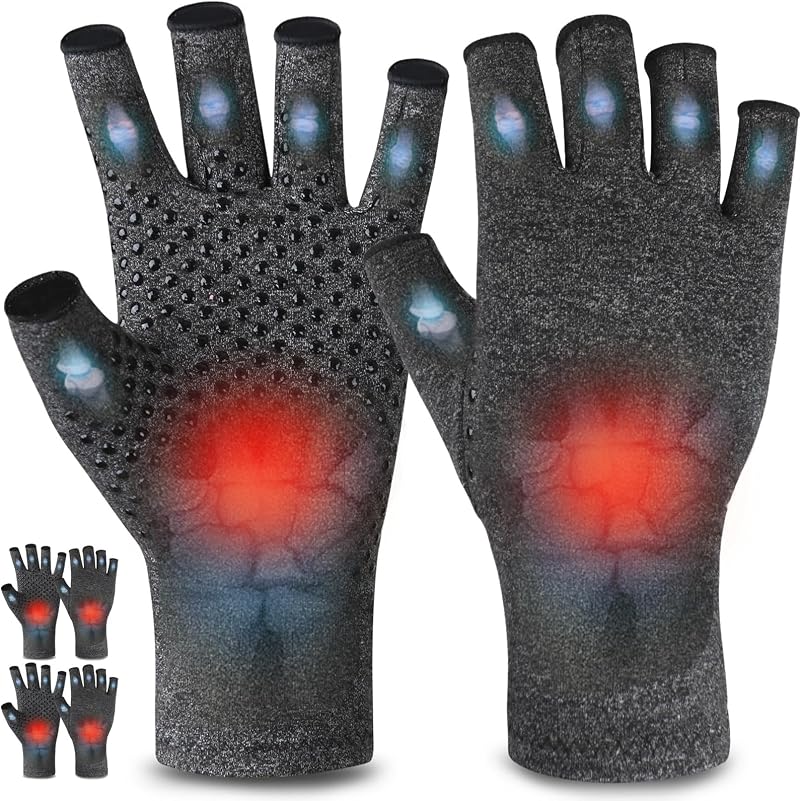 AovYoo Fingerless Arthritis Compression Gloves S Non-slip 2 Pairs