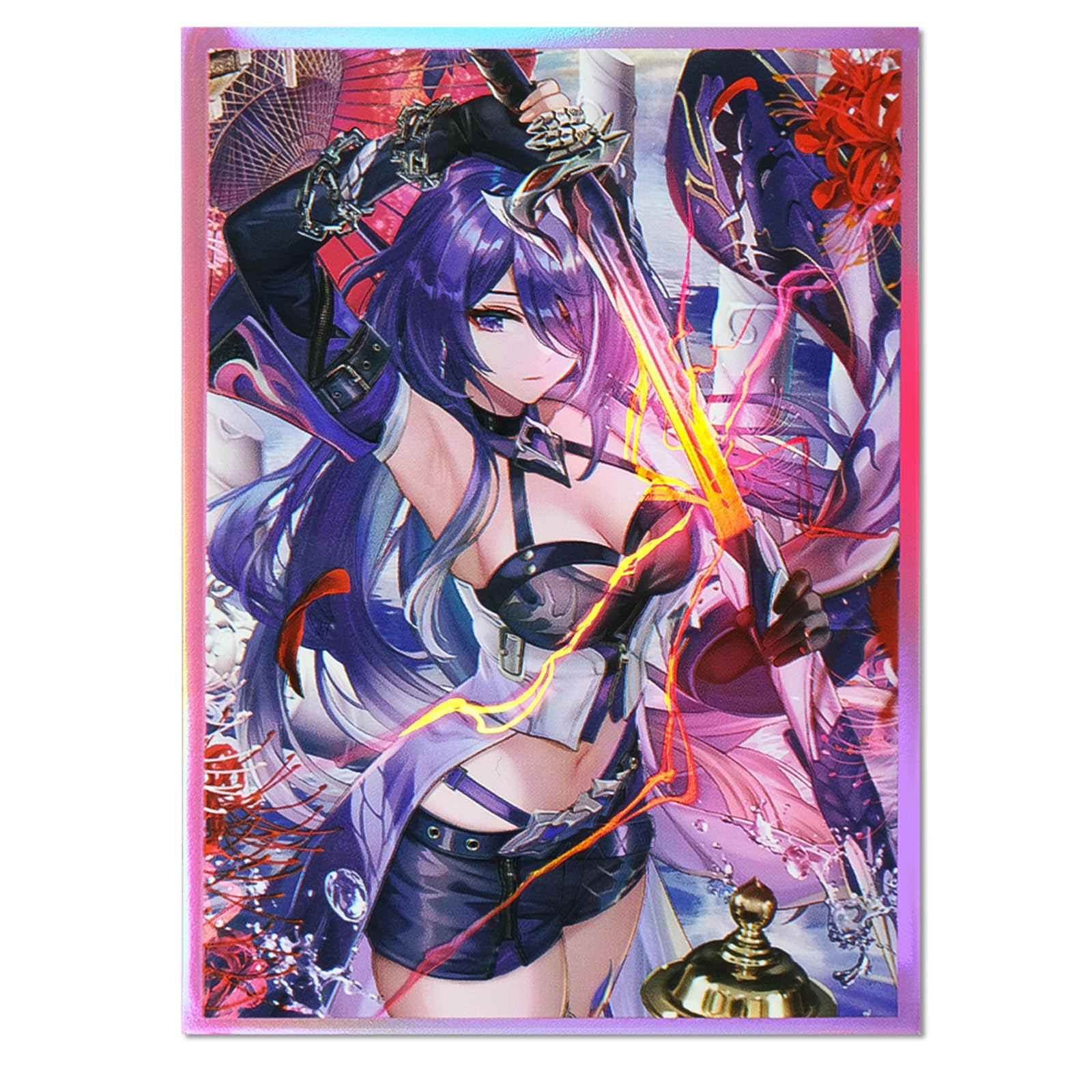 60 PCS Holographic Standard Card Sleeves for MTG/TCG/PTCG Art Anime Printing Card Sleeves Protectors Trading Card Sleeves 67 mm x 92 mm