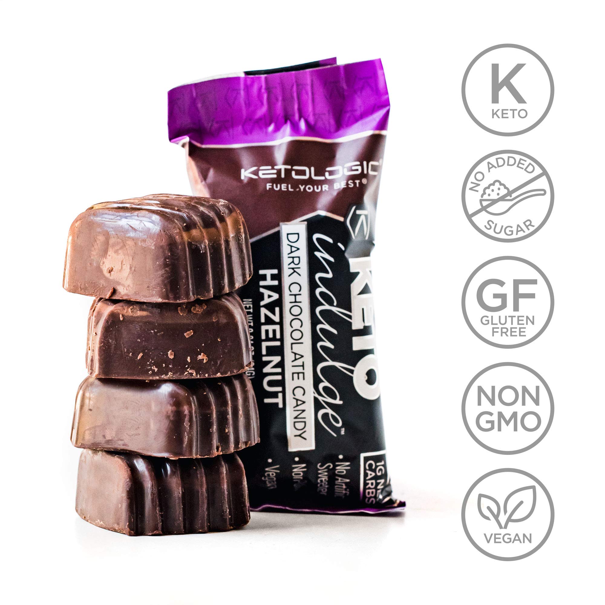 KetoLogic Keto Indulge Sugar Free Chocolate Keto Chocolate Candy Low Carb, Dark Chocolate