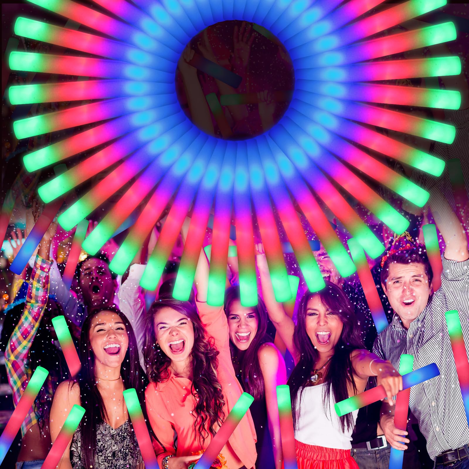 Photo 1 of OLUPP 70 PCS LED Foam Glow Sticks Bulk, Glow in the Dark Party Supplies with 3 Modes Colorful Flashing, Foam Light Up Sticks for Wedding,Birthday,Neon Party,Carnival,Concert,New Year