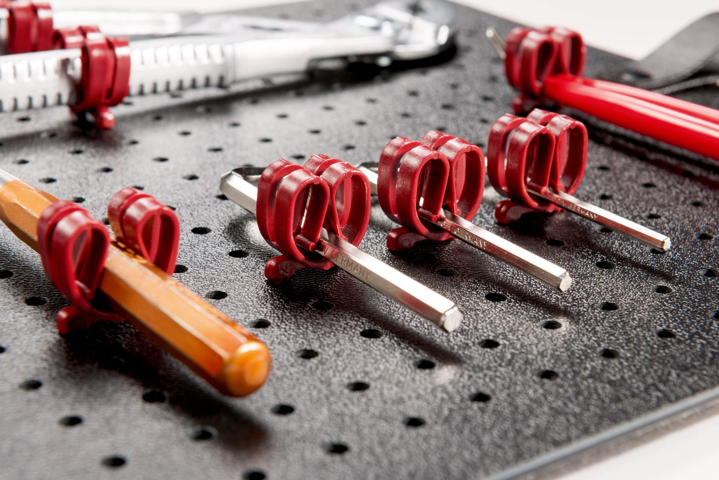 PARAT Basic Tool Clips for Perforated Board, Pack of 20, Red Tool Holder, 900008988