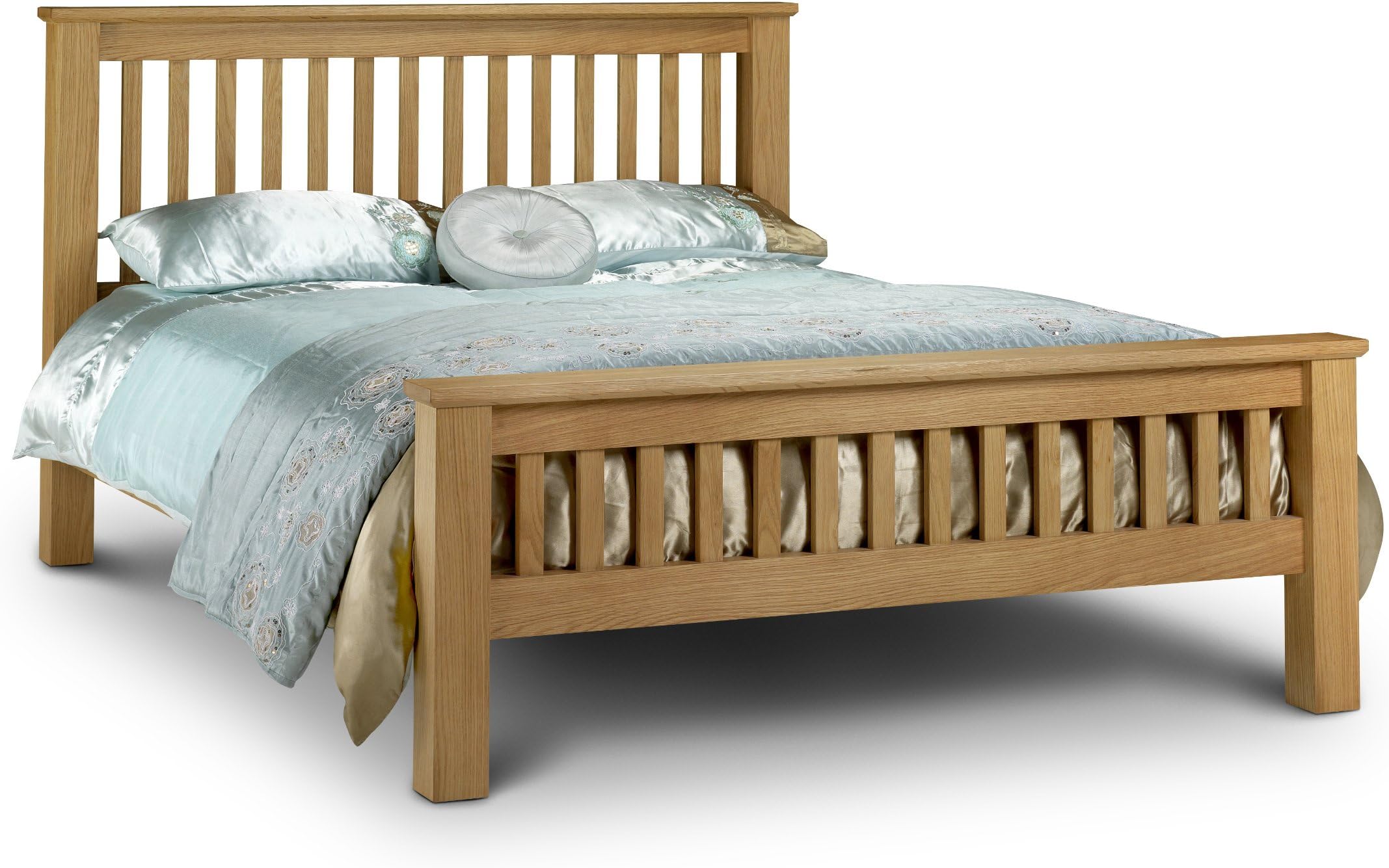 Julian Bowen Amsterdam High Foot End Bed and Deluxe Mattress, Wood, Oak, King