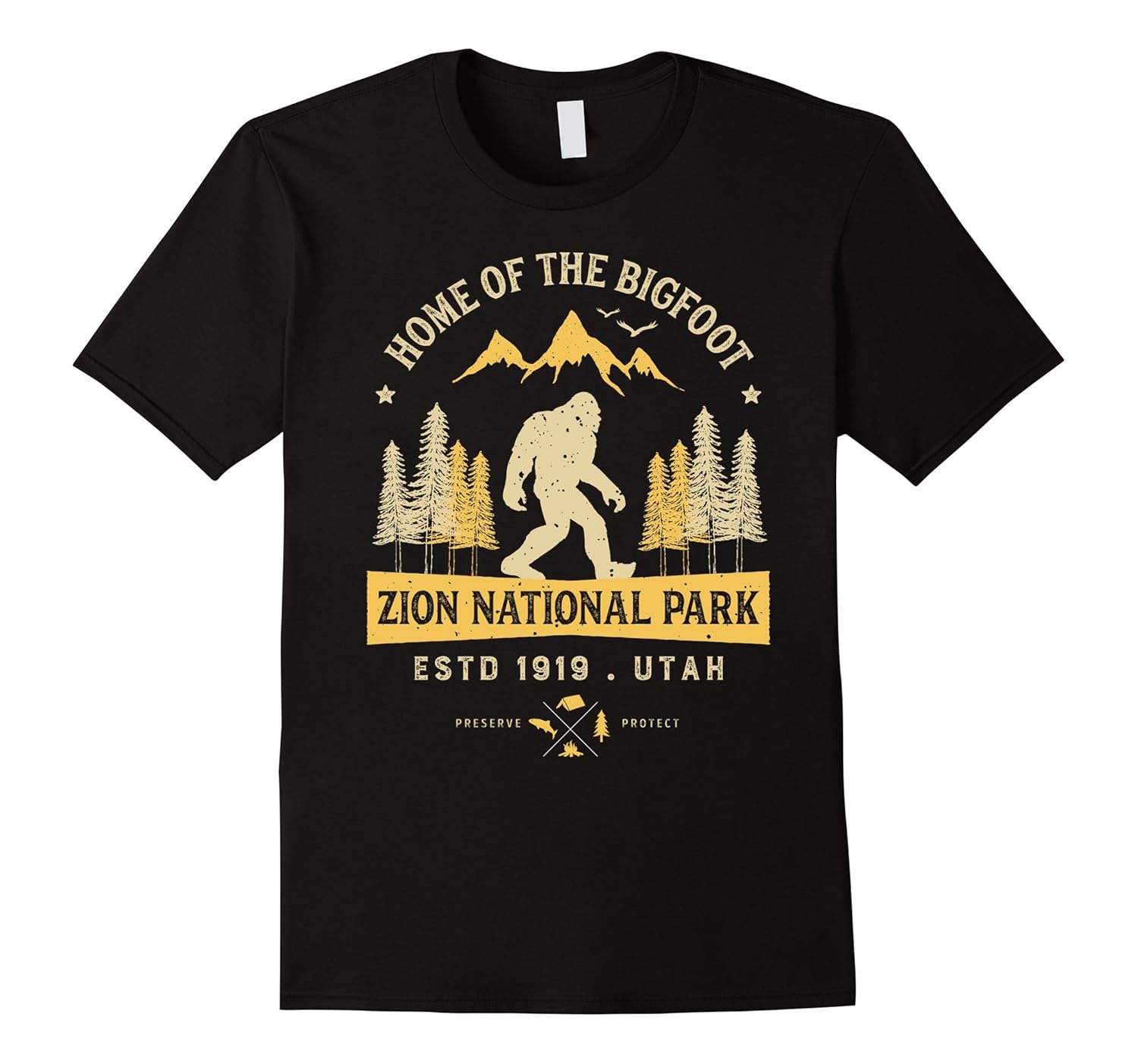 Zion National Park Vintage Bigfoot Utah T Shirt Men WomenCL Colamaga