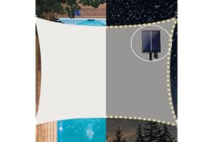 MeetYr Life LED Shade Sail 6.5'x10' Rectangle Outdoor Awning Rectangle Heavy Duty Permeable Shade Fabric for Outdoor Patio Garden Backyard(6.5x10Ft, White)