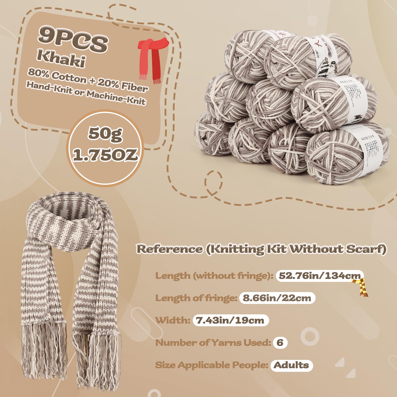 Coopay Knitting Kit for Beginners, Complete Knitting Kits Learn to Knit Scarf, Knitting Starter Kit for Adults w/Yarn, Knitting Set w/Step-by-Step Instruction Tutorial, Learn & Create Your Own Scarf