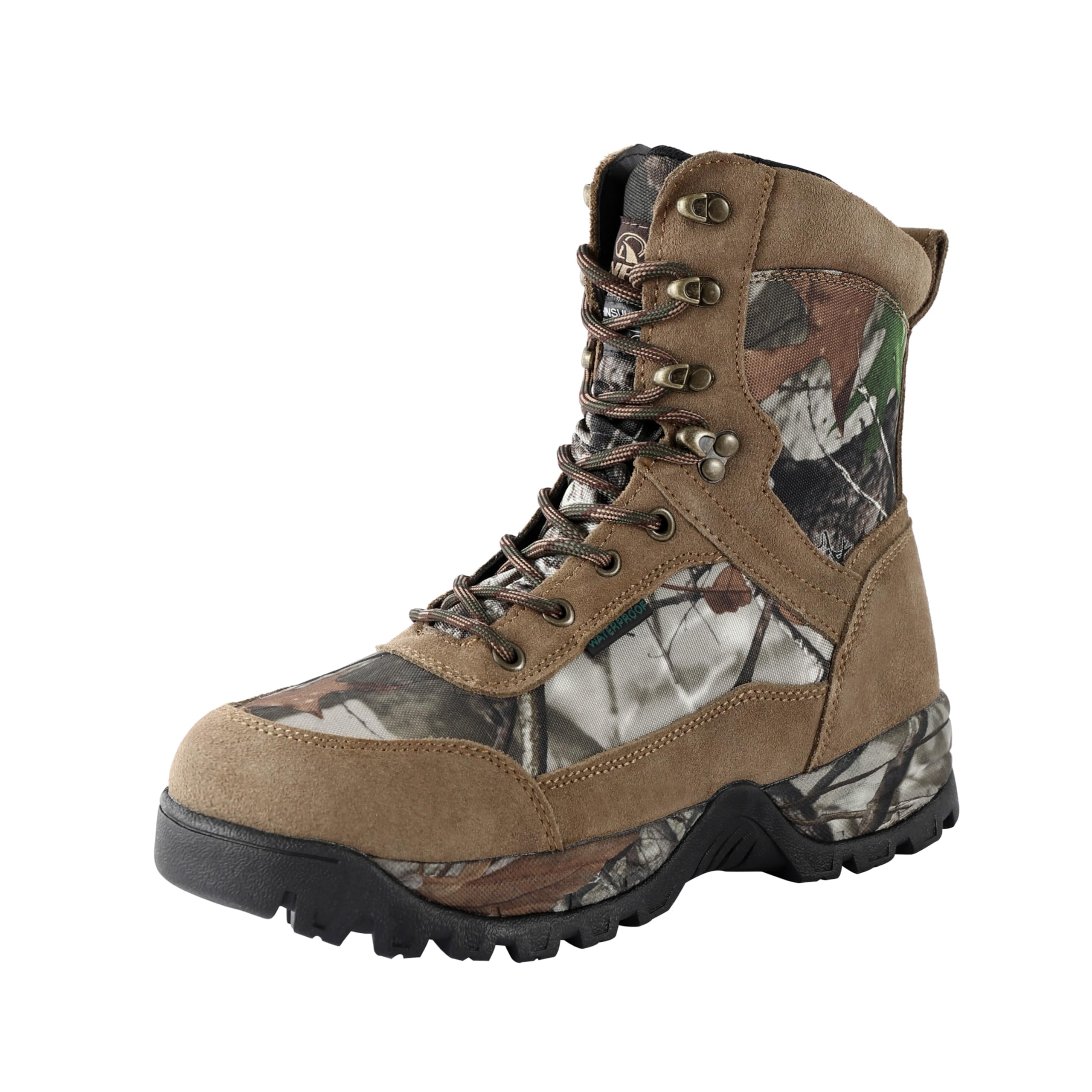 Photo 1 of R RUNFUN Men's Hunting Boots Waterproof Hiking Boots Lightweight Camo Work Boots, 8 Inches Insulated Outdoor Shoes, 400g Thinsulate(RF2303-8CS,Size12)