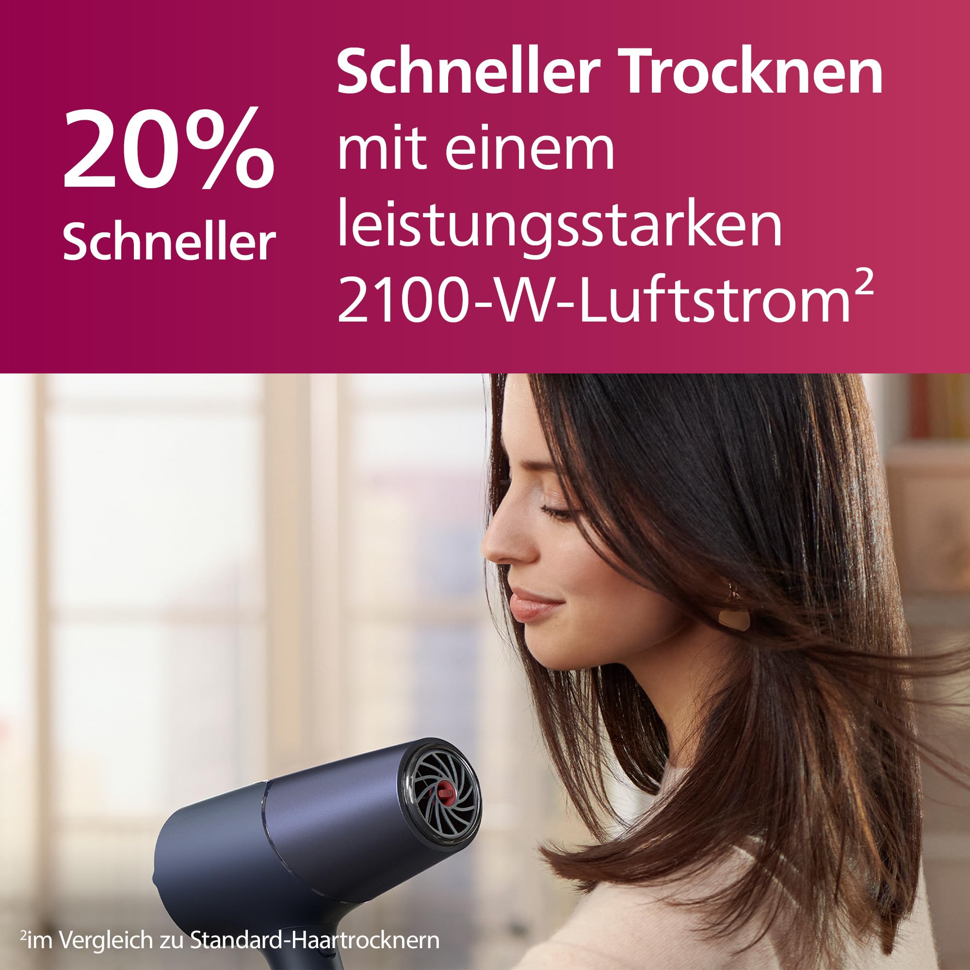 Philips Haartrockner 5000 Series, ThermoShield Technologie, Ionisierungsfunktion, 2.300 W, Metallic-Blau, mit 9-mm- und 11-mm-Stylingdüse, Volumendiffusor, BHD510/20 4