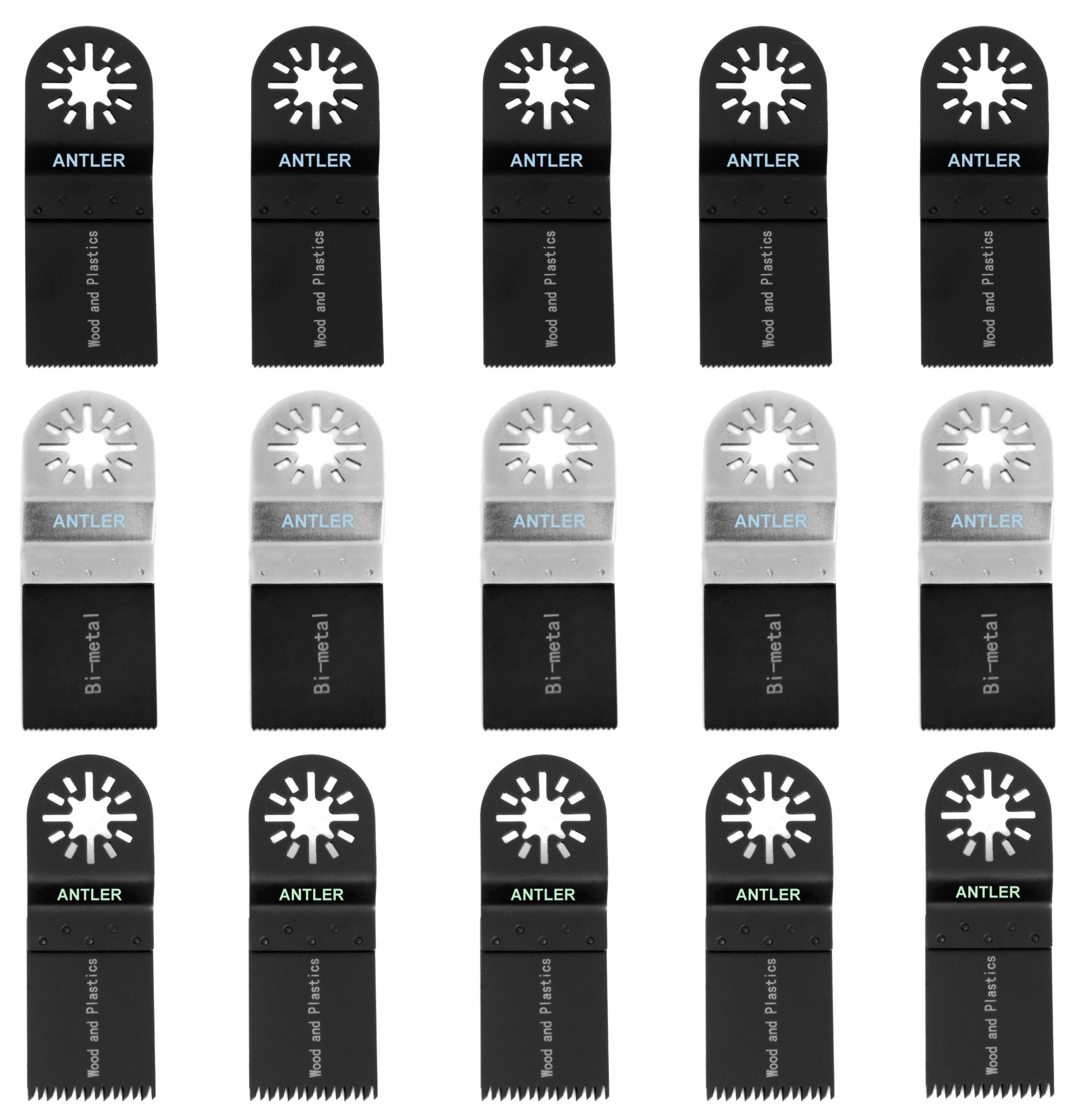 AB15CBA Antler 15 Blade Combo A - Compatible with Fein Multimaster, Makita and Milwaukee Oscillating Multitools