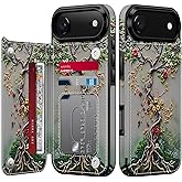 FUNMIKO for iPhone Air Case Wallet with Card Holder + Cash Clip, RFID-Blocking, Military-Grade Drop Protection & UV-Printed Artwork, Phone Case for iPhone 17 Air - Blooming Tree of Life