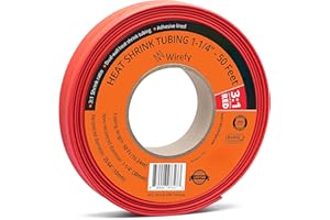 Wirefy 1-1/4" Heat Shrink Tubing - Large Diameter - 3:1 Ratio - Adhesive Lined - Industrial Heat-Shrink Tubing - Red - 50 Fee