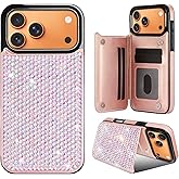 Erolagomat for iPhone 17 Pro Max Bling Wallet Case for Women with Credit Card Holders,PU Leather Flip Glitter Rhinestone Phone Case,Sparkle Luxury Fashion Shockproof Protective Cover