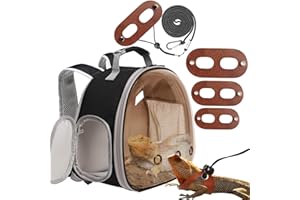 WEVONIGU Bearded Dragon Travel Backpack with Harness and Leash Set,Lizard Backpack Travel Carrier,Space Capsule Clear Bubble Window Astronaut Reptile Carrier Backpack, Airline Approved