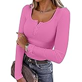 ANRABESS Women's Long Sleeve Henley Tops Ribbed Knit Slim Fitted Trendy T Shirt Basic Tees Layer 2025 Fall Fashion Outfits