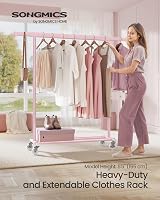 SONGMICS Clothes Rack on Wheels Heavy Duty 100kg Extendable Rail 92-132cm view 2